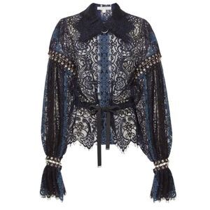 Jonathan Simkhai Grommet Lariat Lace Jacket